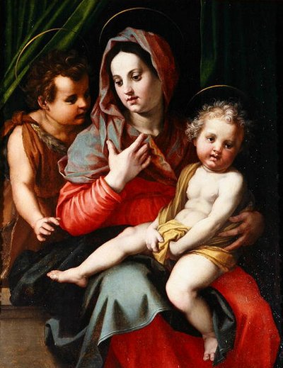 Madonna ja lapsi St. Johnin kanssa (öljy paneelissa) tekijältä Andrea del Sarto