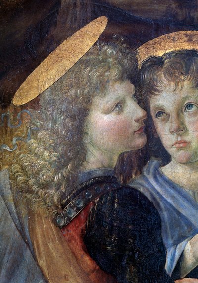 Kristuksen kaste, Yksityiskohta - öljy ja tempera paneelissa tekijältä Andrea del Verrocchio