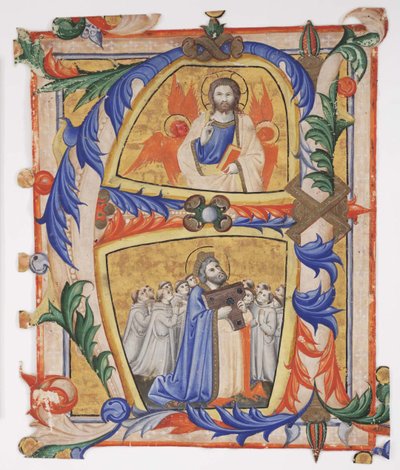 Kristus ilmestyy Daavidille ja ryhmälle kamaldulilaisia munkkeja, 1390-1410 tekijältä Andrea di Bartolo