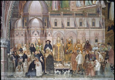 Katolisen kirkon voitto (Freskon yksityiskohta tekijältä Andrea di Bonaiuto (fl.1343 77)