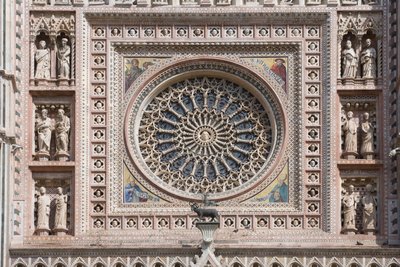 Ruusuikkuna, Santa Maria Assuntan katedraali, Orvieto, Umbria, Italia tekijältä Andrea di Cione Orcagna