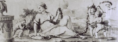 Naishahmo putilla, allegorinen sommitelma, n. 1754, suunnittelija Andrea Appiani (1754-1817) lipasto-toimistoon, Giuseppe Maggiolini, Italia tekijältä Andrea the Elder Appiani