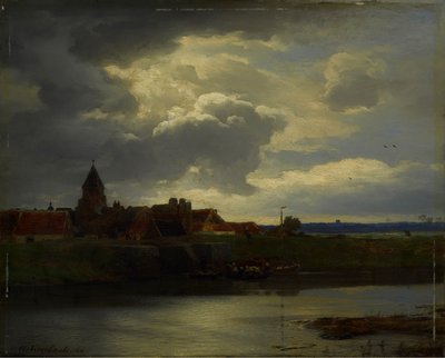Maisema joen kanssa tekijältä Andreas Achenbach
