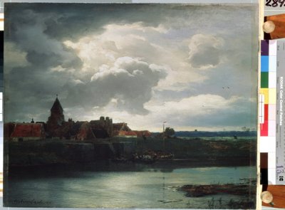 ""Kylämaisema joella"" (Maisema joella) Andreas Achenbachin (1815-1910) maalaus 1866 Pietari, Eremitaaši tekijältä Andreas Achenbach