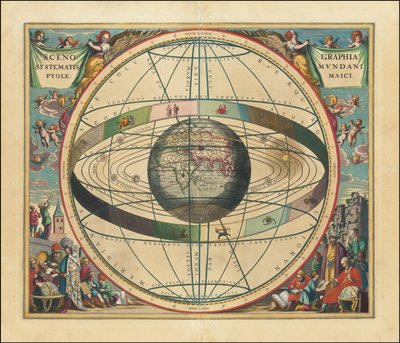 Vuoden 1660 taivaankartta - Scenographia Systematis Mundani Ptolemaici - Taivaankartta. tekijältä Andreas Cellarius