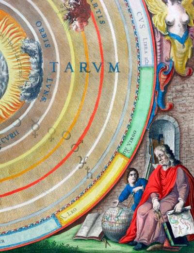 Tähtitieteilijä, yksityiskohta planeettojen kartalta, 1660-1661 tekijältä Andreas Cellarius