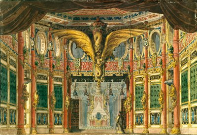 Lavastus D. Auberin oopperaan Pronssihevonen, 1837 tekijältä Andreas Leonhard Roller