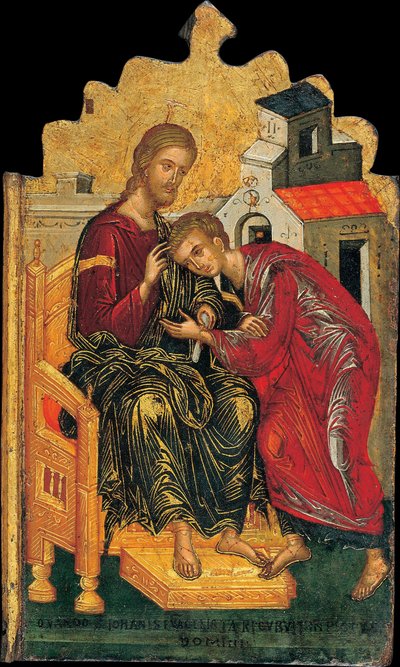 Kristus antaa siunauksen evankelista Johannes, n. 1450 tekijältä Andreas Ritzos
