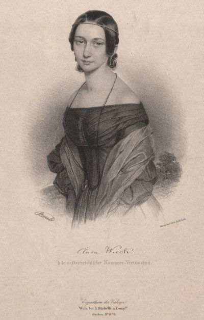 Retrato de Clara Wieck-Schumann 1819-1896, 1838. finlandês tekijältä Andreas Staub
