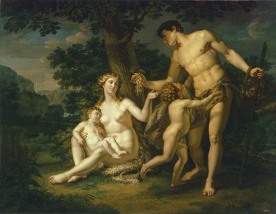Aadam ja Eeva lasten kanssa puun alla, 1803 tekijältä Andrei Ivanovich Ivanov