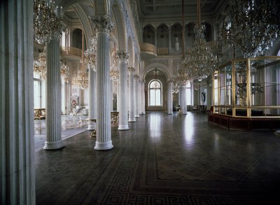 Andrei Ivanovich Stakenschneiderin (1802-1865) projisoima näkymä Pienen Eremitaasin (Eremitaasi) paviljongisalista 1850-1858 Eremitaaši, Pietari tekijältä Andrei Ivanovich Stackenschneider