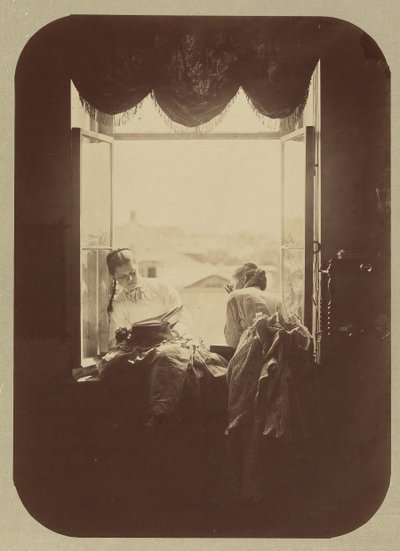 [Kaksi nuorta naista ikkunassa], n. 1870. tekijältä Andrei Osipovich Karelin
