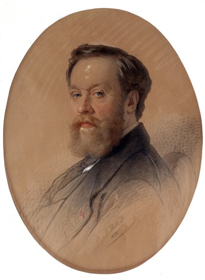 ""Aateliston marsalkka V. Y. Tulinovin muotokuva"" (Aateliston marsalkka V. Y. Tulinovin muotokuva) Andrei Bellolin (1820-1881) pastellipiirustus 1868 Ivan Kramskoyn taidemuseo (tai Kramskoi) Voronezhissa (Voronezh) , Venäjä. tekijältä Andrej Franzowitsch Belloli