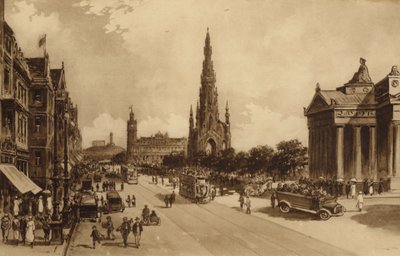 Edinburgh: Princes Street Moundilta (litho) tekijältä Andrew Allan