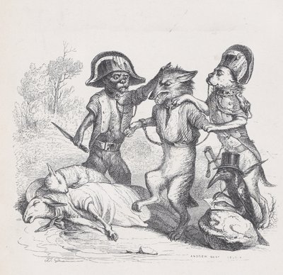 Tämän hyökkäyksen kirjoittaja on herkkä pieni susi elokuvasta Scenes from the Private an..., noin. 1837-47. tekijältä Andrew Best Leloir