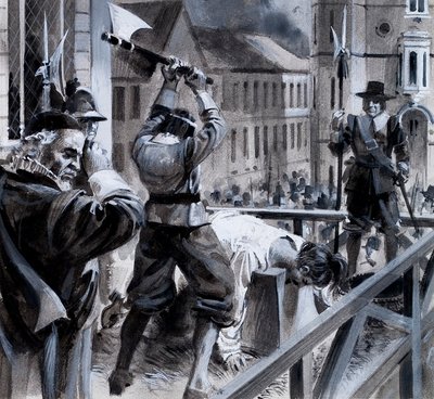 Kuningas Kaarle I:n teloitus Whitehallissa 30. tammikuuta 1649. tekijältä Andrew Howat