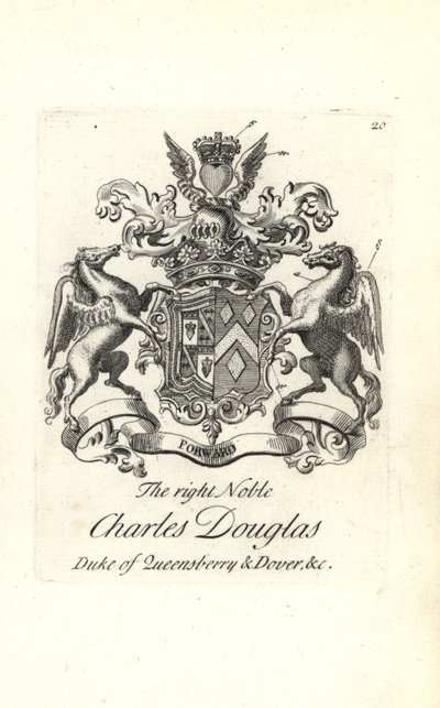 Queensberryn ja Doverin kolmannen herttuan Charles Douglasin vaakuna ja vaakuna tekijältä Andrew Johnston