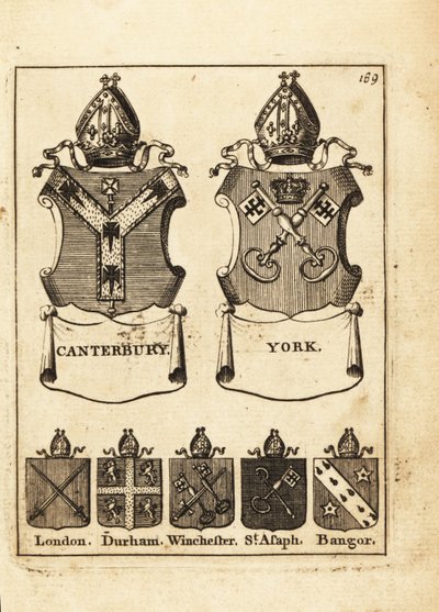 Canterburyn piispojen vaakuna, York, Lontoo, Durham, Winchester, St tekijältä Andrew Johnston