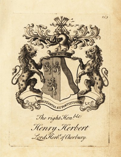 Oikeanpuoleisen Henry Herbertin, Cherburyn lordi Herbertin, Cherburyn (tai Chirburyn) paroni Herbertin vaakuna tekijältä Andrew Johnston