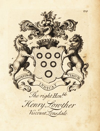 Oikeanpuoleisen Henry Lowtherin, 3. varakreivi Lonsdalen (1694-1751) vaakuna tekijältä Andrew Johnston