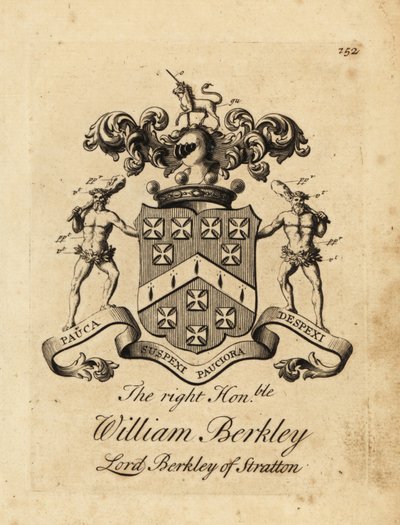 Oikeiston vaakuna, kunnianarvoisa William Berkley, Strattonin lordi Berkley, Strattonin 4. Baron Berkeley, kuoli 1741 tekijältä Andrew Johnston