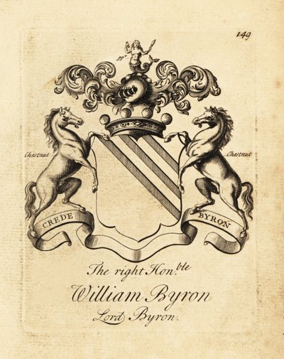 Oikeanpuoleisen William Byronin vaakuna, Lord Byron, 4. Baron Byron (1670-1736) tekijältä Andrew Johnston