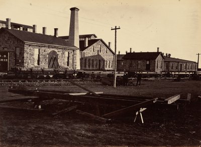 Lautanen 17. Laramien konepajoja lounaasta, 1869 (kuva). tekijältä Andrew Joseph Russell
