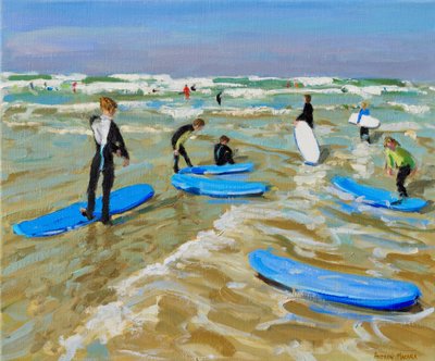 Siniset surffilaudat, Bude. 20x24",2019,(öljy kankaalle) tekijältä Andrew Macara