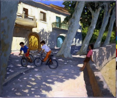 Pojat ja pyörät, Ranska, (öljy kankaalle) tekijältä Andrew Macara