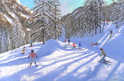 Joulu Tignesissä, Ranska, 2022 (öljy kankaalle) tekijältä Andrew Macara
