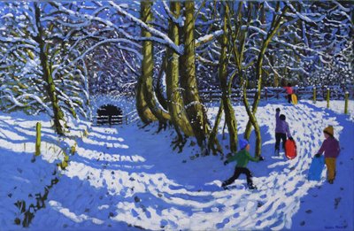 Kelkkailu, Calke Abbey, 2021 (öljy kankaalle) tekijältä Andrew Macara