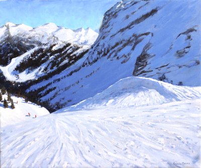 Into the Valley , Courchevel , Ranska, 2019, (öljy kankaalle) tekijältä Andrew Macara