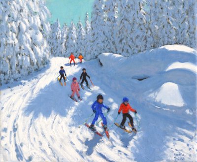 Hiihto polulla , Courchevel , 2018, (öljy kankaalle) tekijältä Andrew Macara