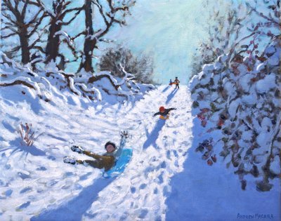 Kelkkailu, Calke Abbey, Ticknall, Derby, 2021 (öljy kankaalle) tekijältä Andrew Macara