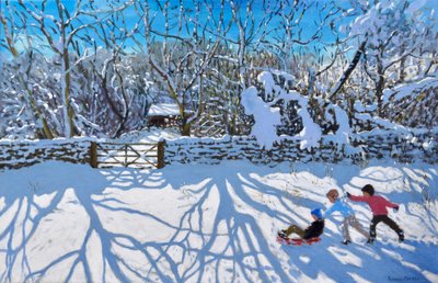 Kelkkailu, Gambols Lane, Dovehead, High Peak, Derbyshire, 2021 (öljy kankaalle) tekijältä Andrew Macara