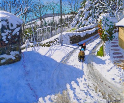 Kelkkailu Wirksworthissa, Derbyshire, 2024 ( öljy kankaalle) tekijältä Andrew Macara