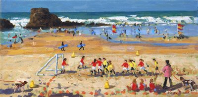 Urheilupäivä, Perranporth, 2017, (öljy kankaalle) tekijältä Andrew Macara