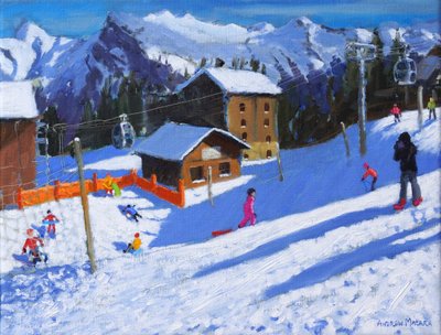 The Ice Rink, Samoens, Ranska, 2022 (öljy kankaalle) tekijältä Andrew Macara