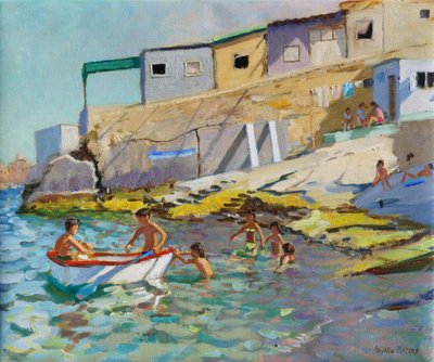 Soutuvene, Valletta, Malta, 2015, (Öljy kankaalle) tekijältä Andrew Macara