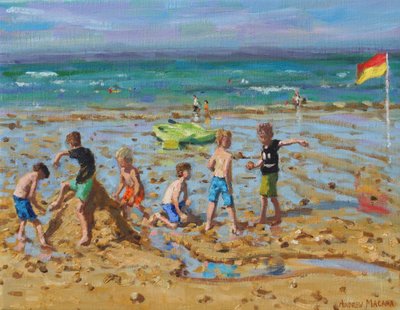 Hiekkalinna, Wells-next -the-meri, Norfolk, 2019, (öljy kankaalle) tekijältä Andrew Macara