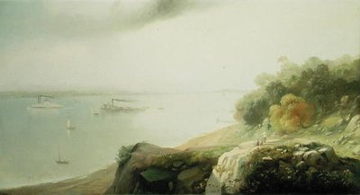 Näkymä New Yorkiin Castle Pointista, Hobokenista (öljy kankaalle) tekijältä Andrew Melrose