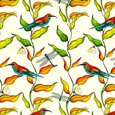 Bee Eaters, 2017, akvarelli ja tussi tekijältä Andrew Watson