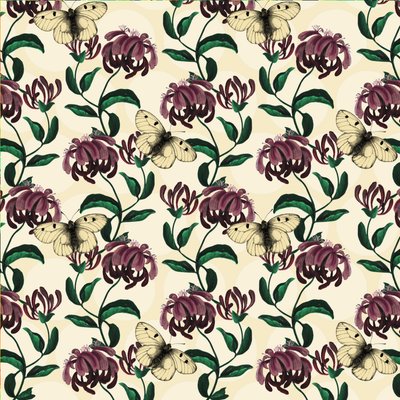 Honeysuckle with Clouded Apollo-light, 2017 (akvarelli, muste, digitaalinen) tekijältä Andrew Watson