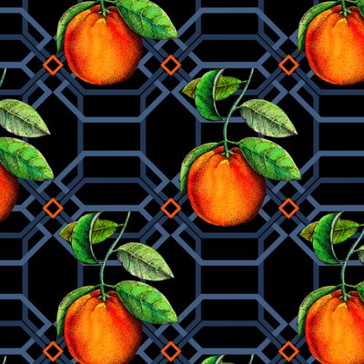 Oranssi geometrinen, 2018, kynä ja muste, akvarelli, digitaalinen) tekijältä Andrew Watson