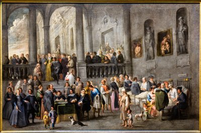 Sairaan avustaminen, noin 1640 (öljy kankaalle) tekijältä Andries van & Wael Cornelis de (1592 1667) Eertvelt
