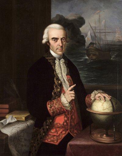 Romantiikka : Muotokuva Antonio de Ulloasta (1716-1795) Cortes y Aguilar, Andres (1812-1879), n. 1856. Öljy kankaalle tekijältä Andrés Cortés y Aguilar