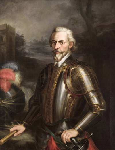Romantiikka: Rodrigo Ponce de Leon (1443-1492), Cadizin herttua, Cortes y Aguilar, Andres (1812-1879), n. 1856. Öljy kankaalle tekijältä Andrés Cortés y Aguilar