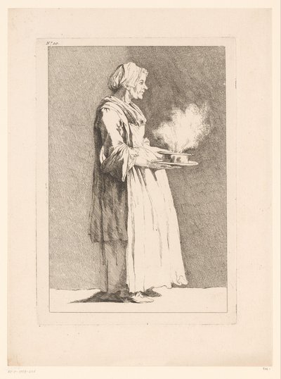 Karikatyyri naisesta aterian kanssa Karikatyyrit J. Salyn jälkeen (sarjan nimi) Recueil de caricatures dessinées Par J. Saly et Gravées par A.L. Delalive D.J. (sarjan nimi) tekijältä Ange Laurent de, marquis de Rémoville Lalive