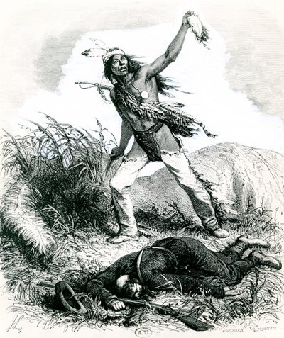 Indian Scalping the Dead Enemy, 1867 tekijältä Ange Louis 1815 72 after Janet