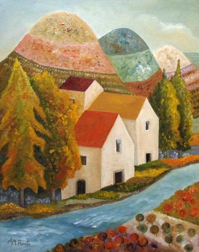 Syksyn kylän joki tekijältä Angeles M. Pomata